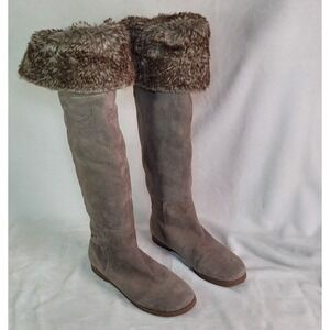 Sam Edelman Orlando Over The Knee Boots Tan Suede Faux Fur Cuff Size 8 Boho